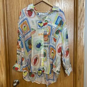 Patina Button-Down Fruit Shirt - Size L